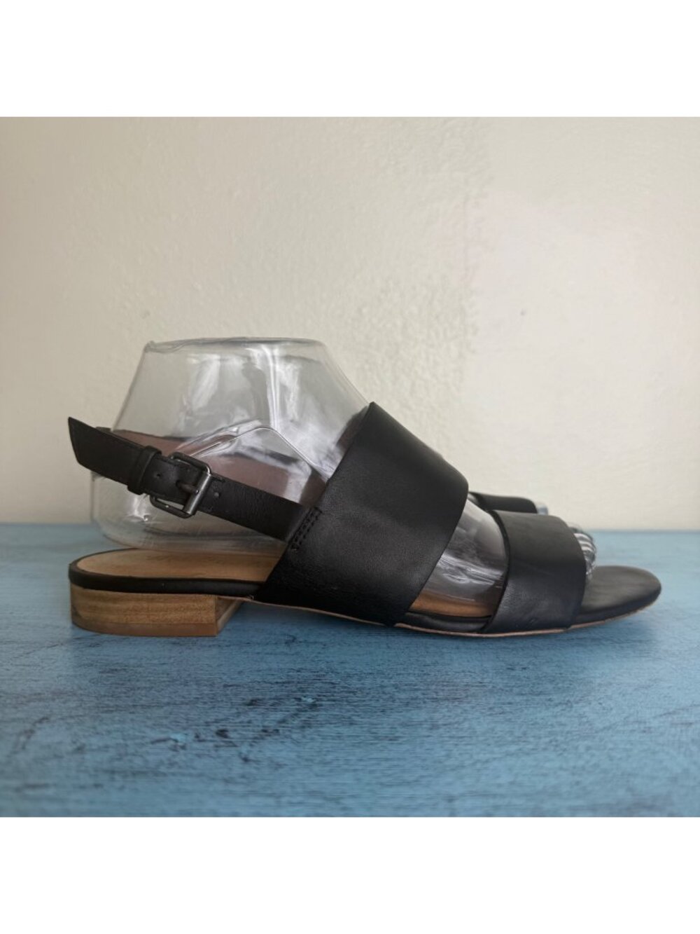 Madewell 'The Elena' Slingback Black Leather Sandals Sz 8